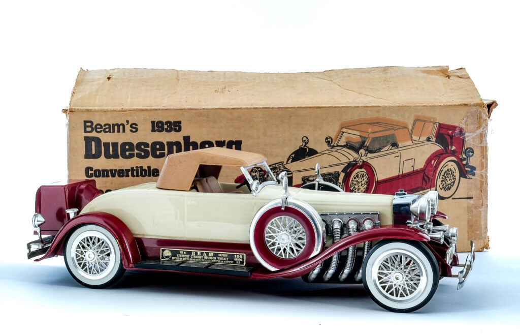Beam's "1935" Duesenberg Convertible Coupe 100 Month Straight Bourbon Vintage Decanter w/ Box