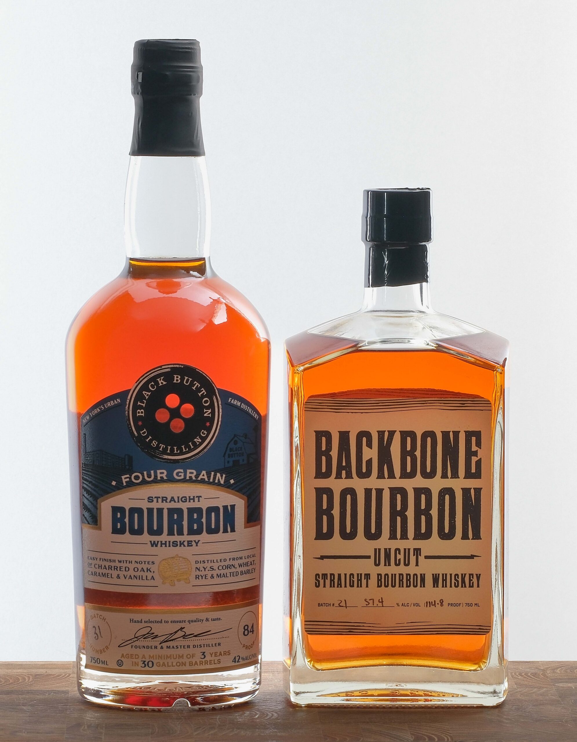 Black Button Four Grain and Backbone Straight Bourbon Group (2 Bottles)