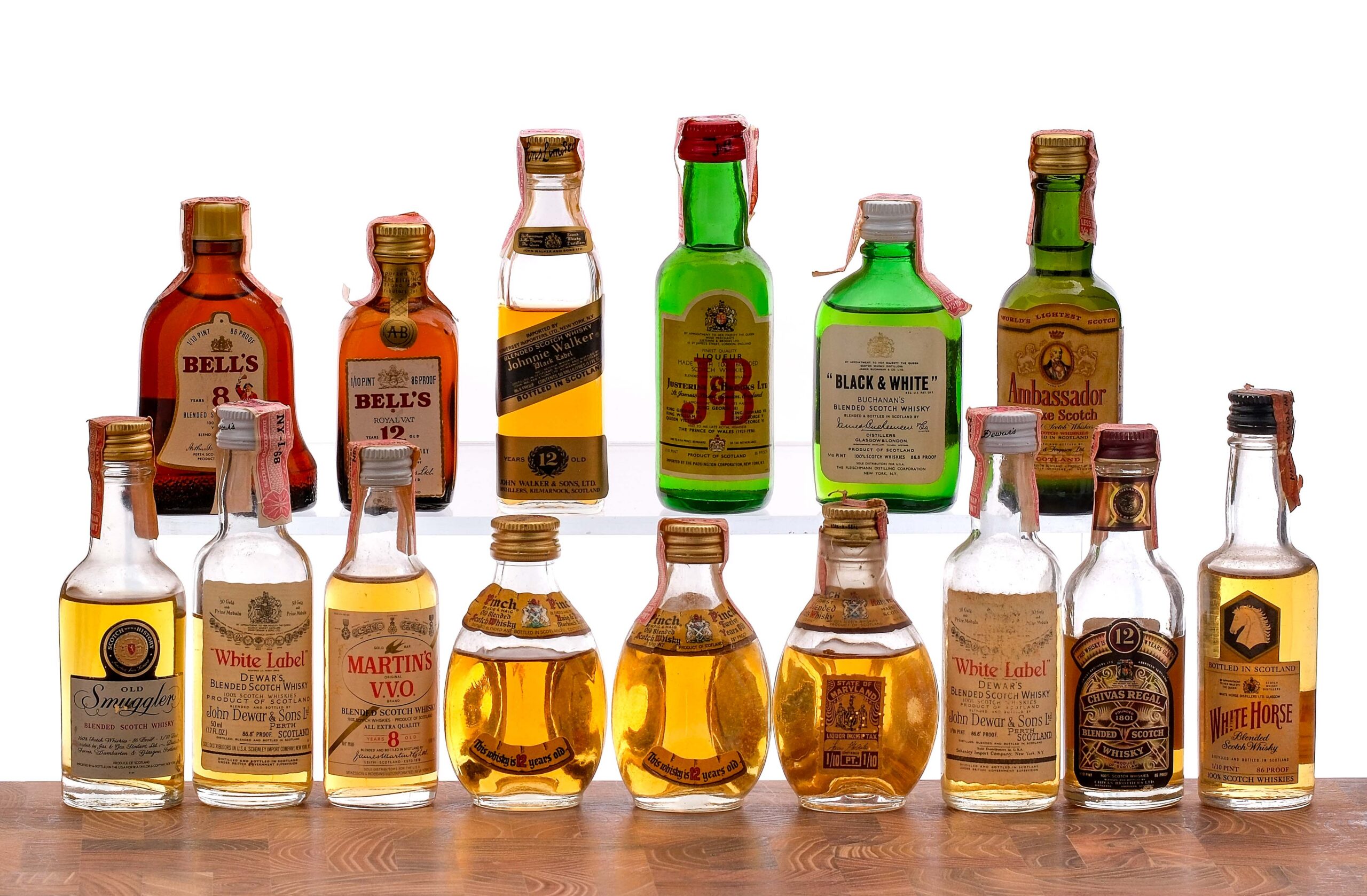 Blended Scotch Whiskey Nippers, Mini Group (15 Bottles)