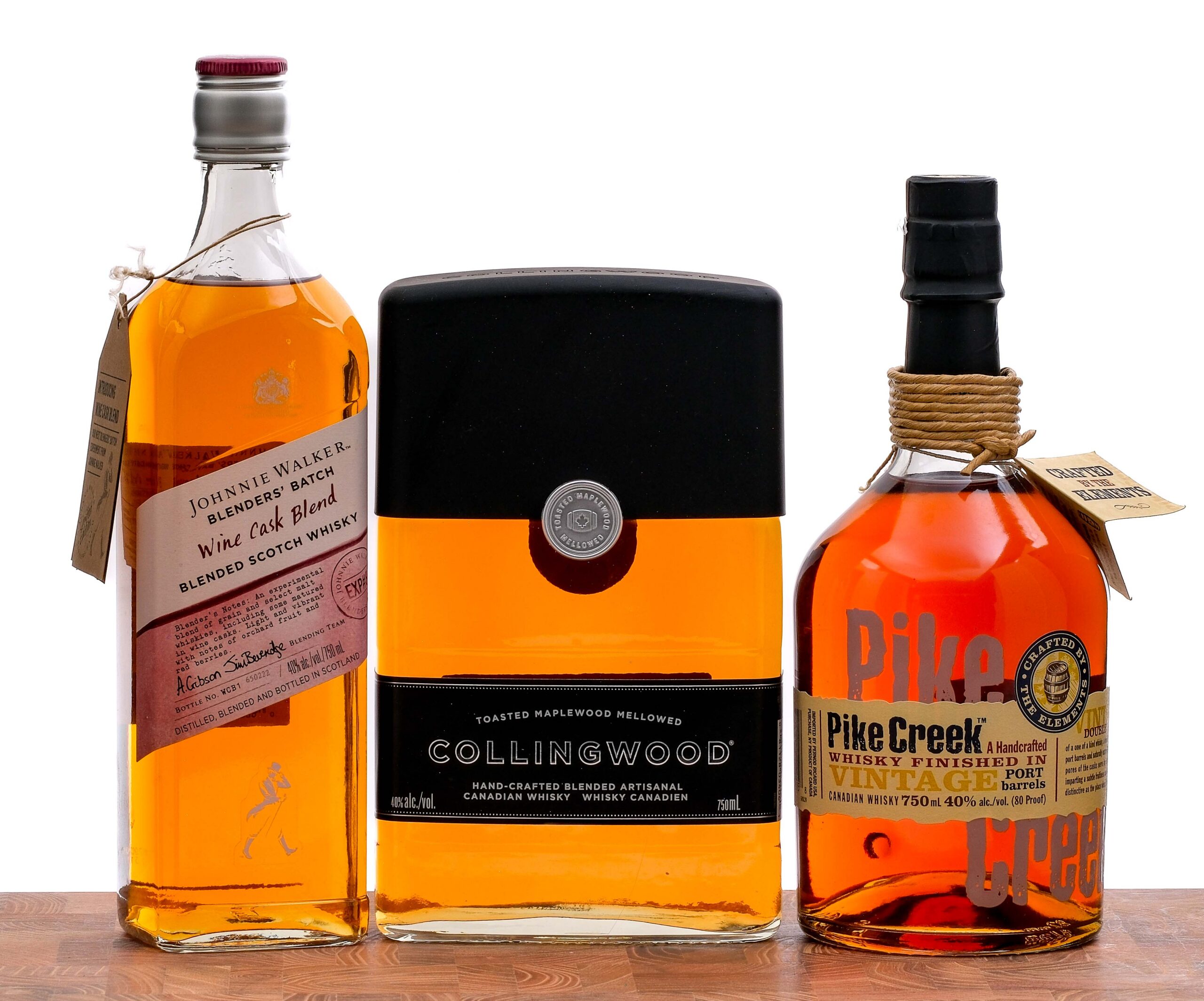 Collingwood/Johnnie Walker/Pike Creek Whiskey Group (3 Bottles)
