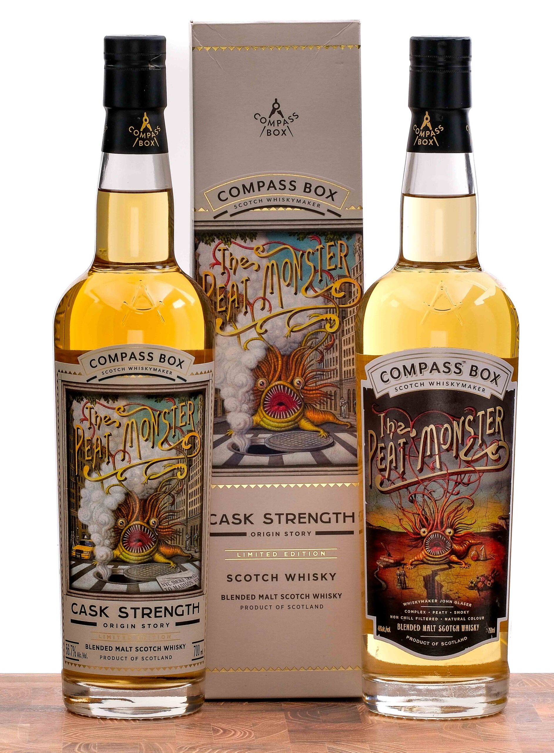 Compass Box "The Peat Monster" and "Peat Monster Origin Story" Scotch Group (2 Bottles)