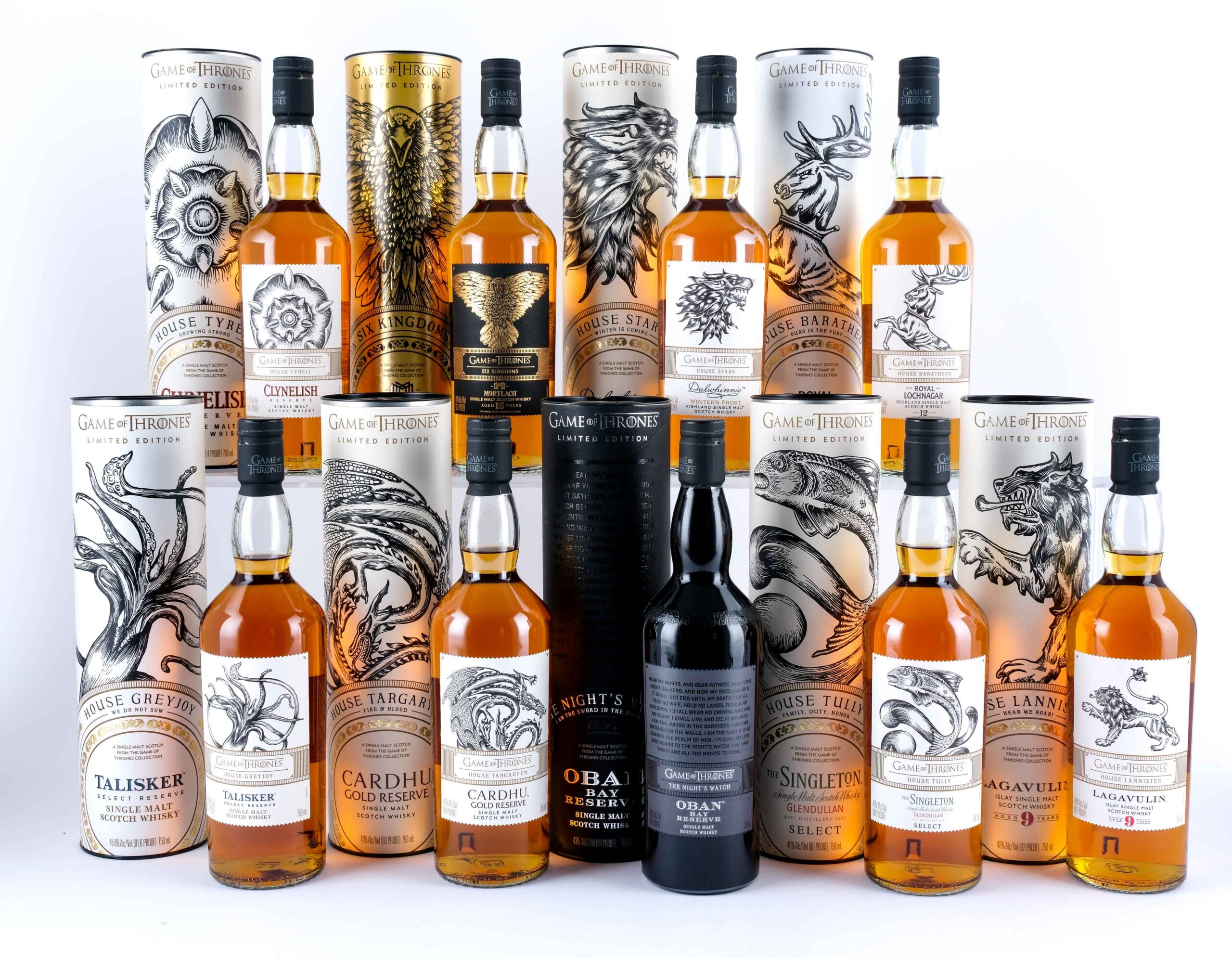 Complete Game of Thrones Licensed Scotch Collection (9 Bottles)