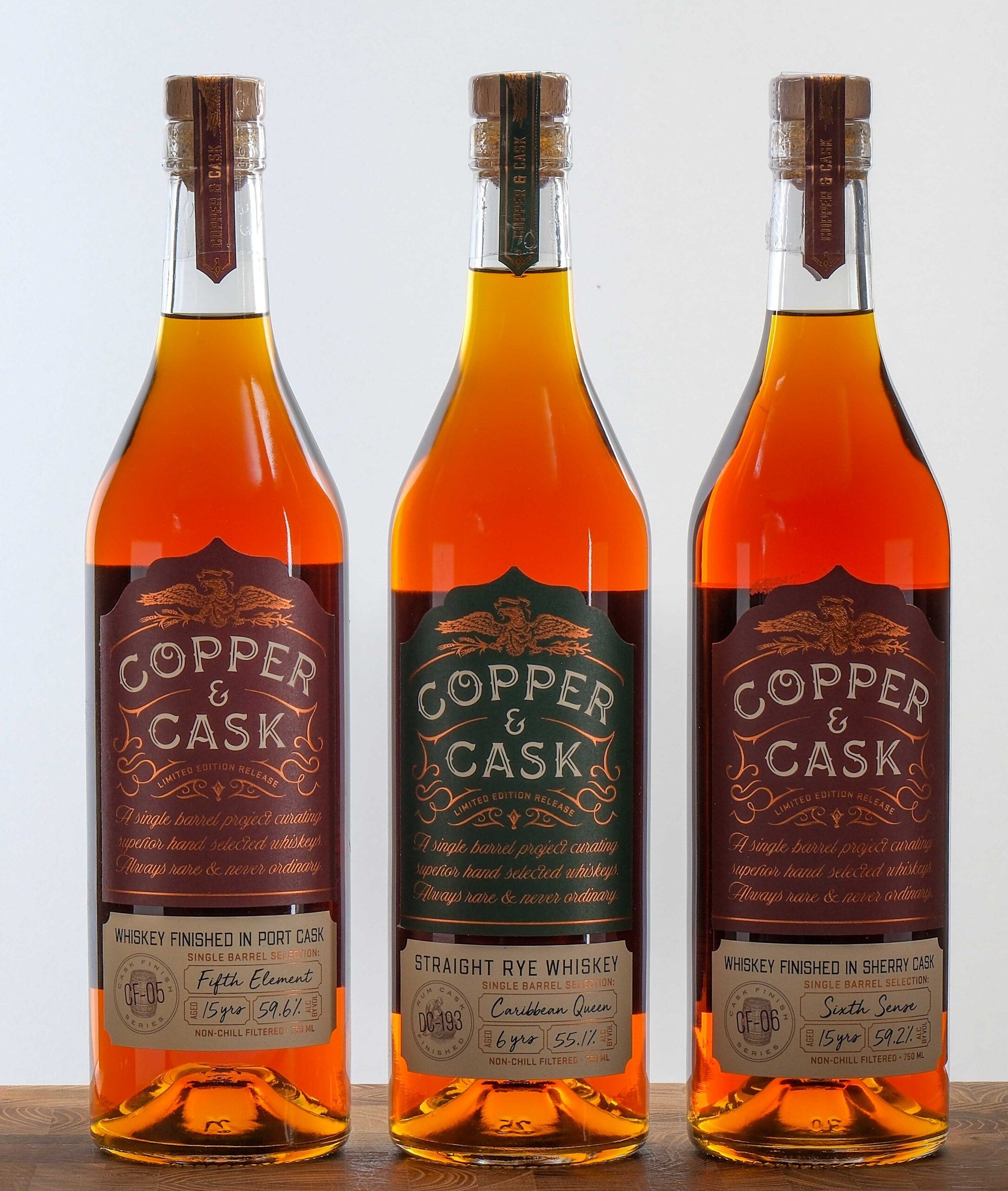 Cooper & Cask Single Barrel Selections Whiskey/Straight Rye Group (3)