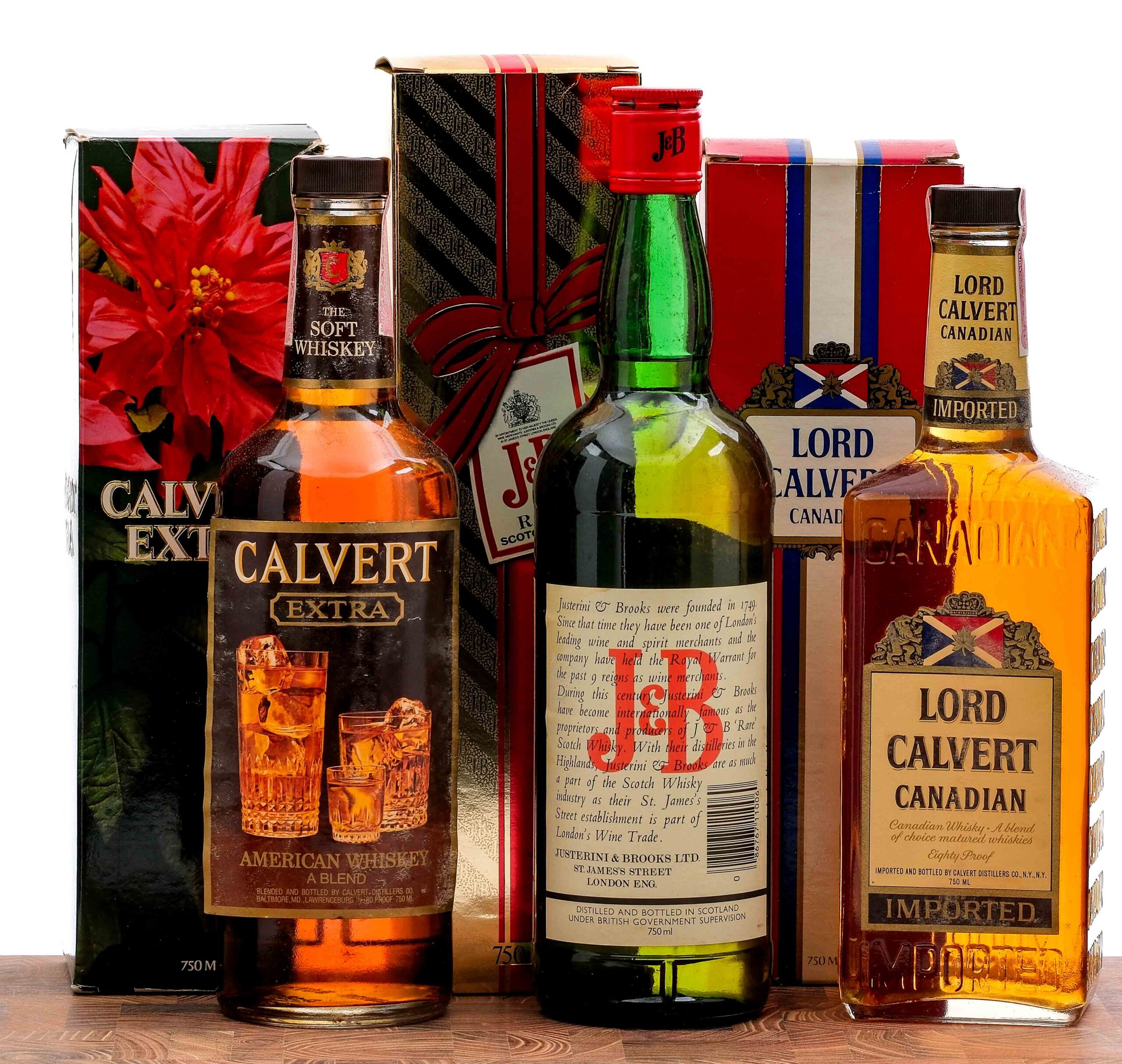 Dusty Calvert/Lord Calvert/J&B Whiskey Group (3 Bottles)