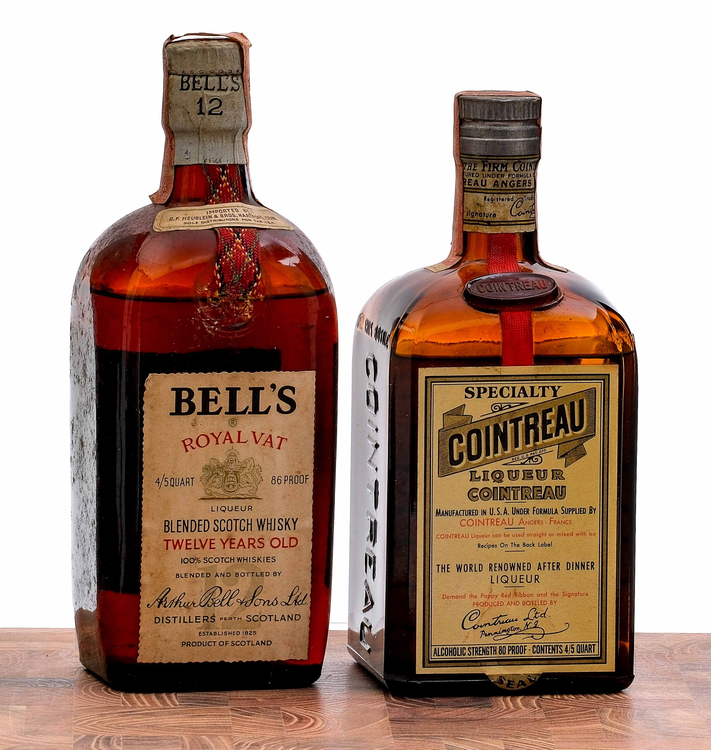 Dusty Cointreau Liqueur/Bell's Royal Vat 12 Year Blended Scotch Vintage Group (2 Bottles)