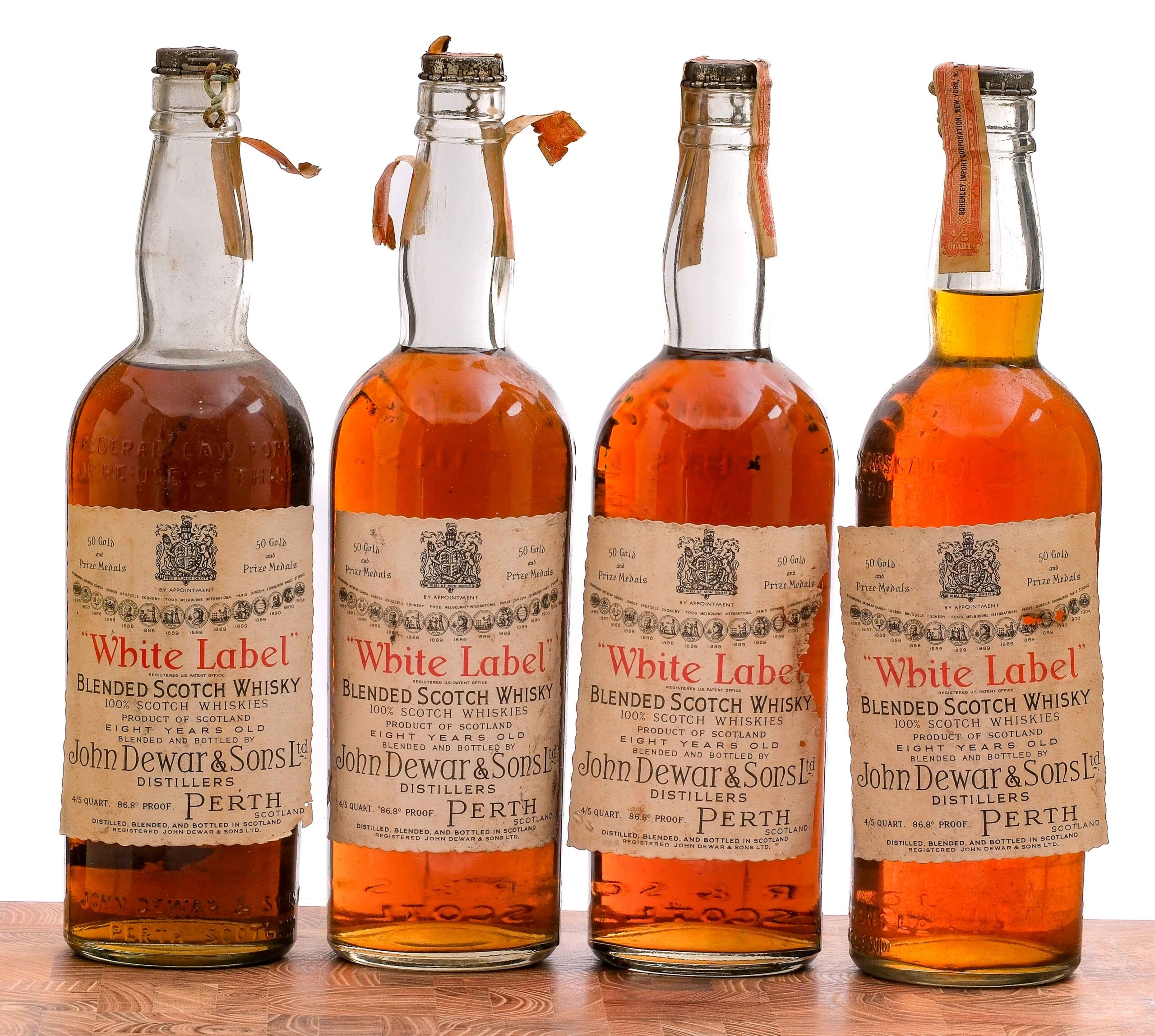 Dusty Dewar's "White Label" Blended Scotch Group (4 Bottles)