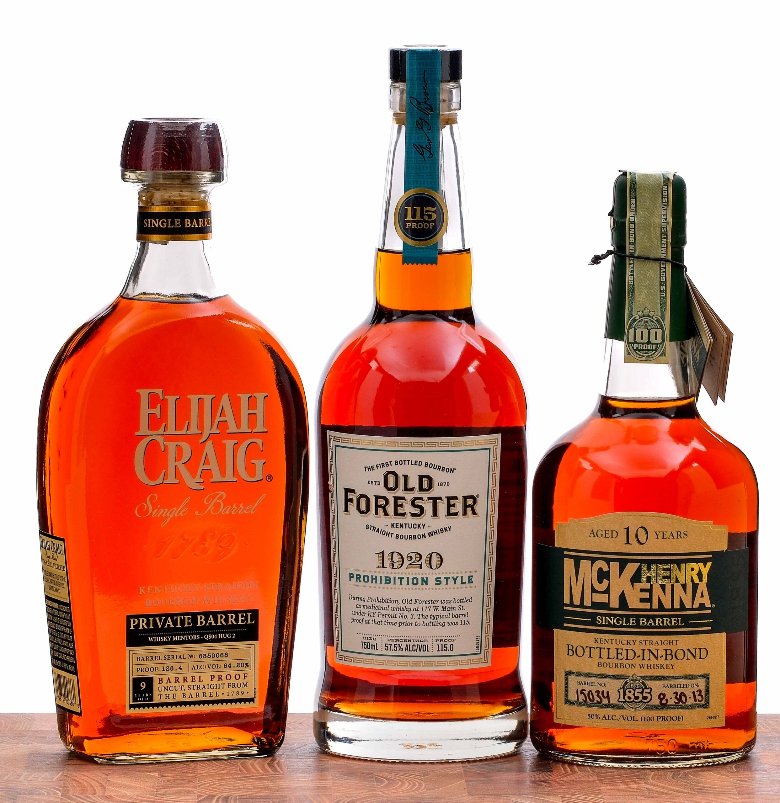 Elijah Craig/Henry McKenna/Old Forester Bourbon Group (3 Bottles)