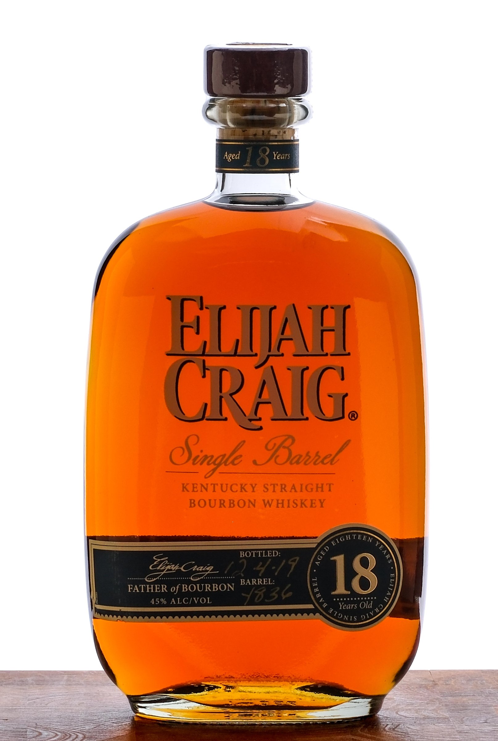 Elijah Craig Single Barrel 18 Year Bourbon 2019