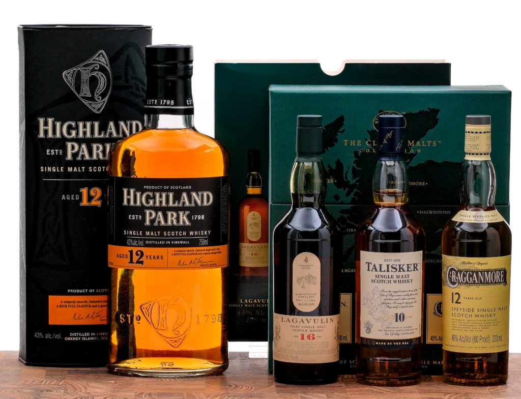 Lagavulin/Talisker/Cragganmore/Highland Park Scotch Group (4 Bottles)