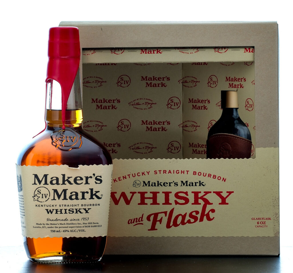 Maker's Mark Straight Bourbon Whisky and Flask Gift Set
