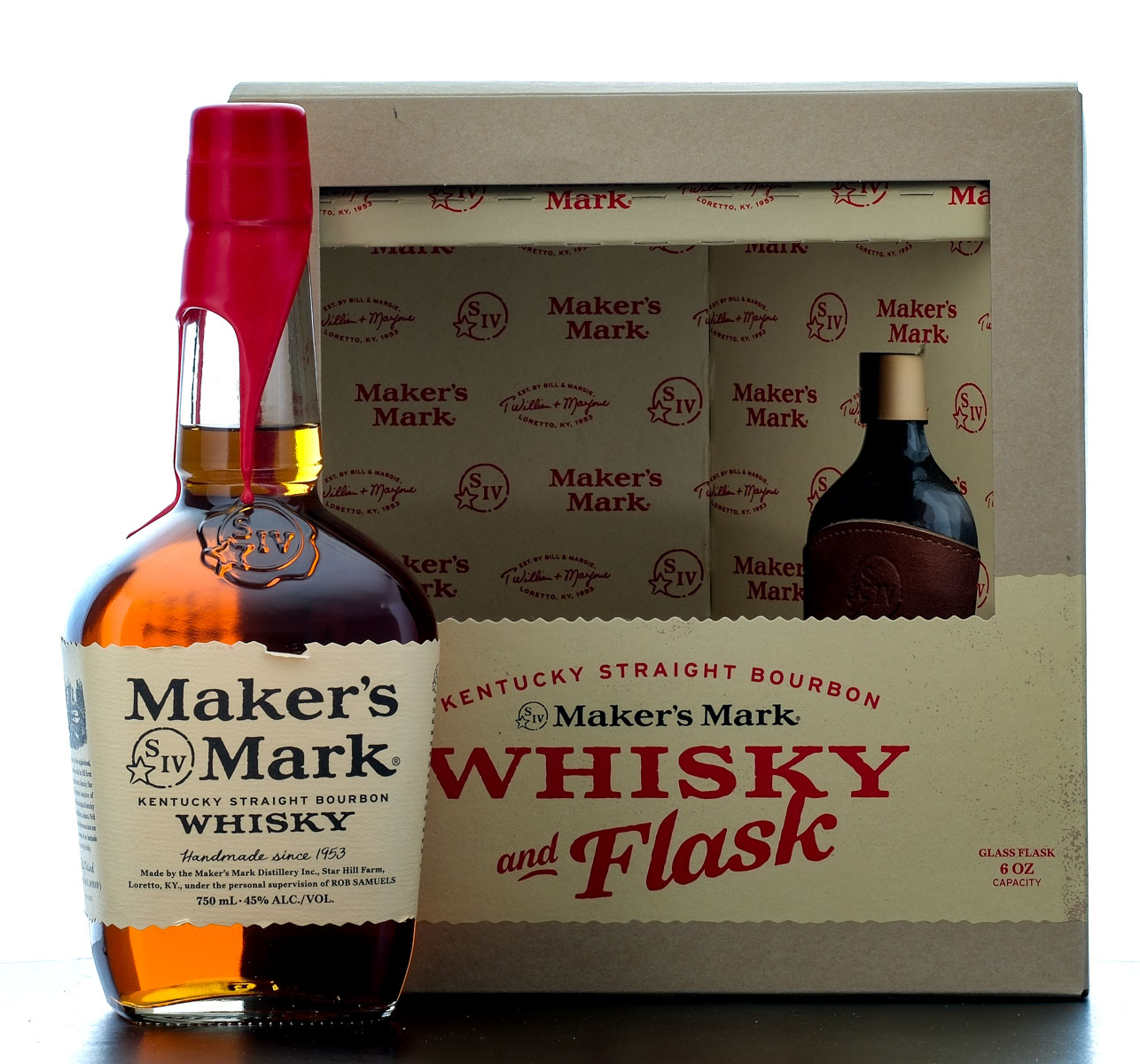 Maker's Mark Straight Bourbon Whisky and Flask Gift Set