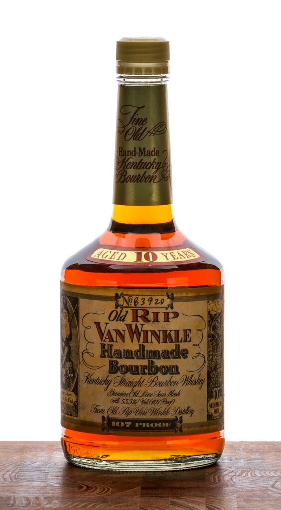 Old Rip Van Winkle 10 Year Old Handmade Bourbon Squat Bottle Circa 2011