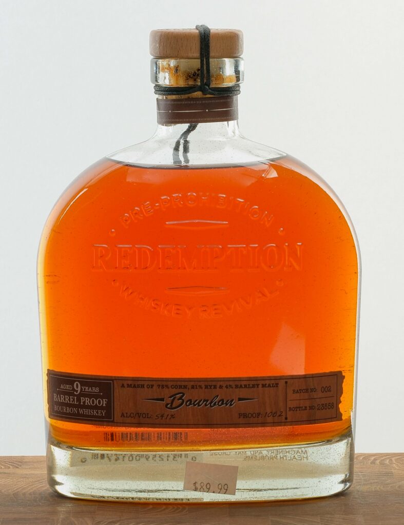 Redemption 9 Year Barrel Proof Bourbon Whiskey