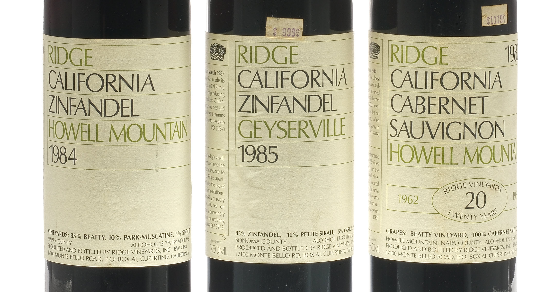 Ridge Red Blends Group 1982,84,85