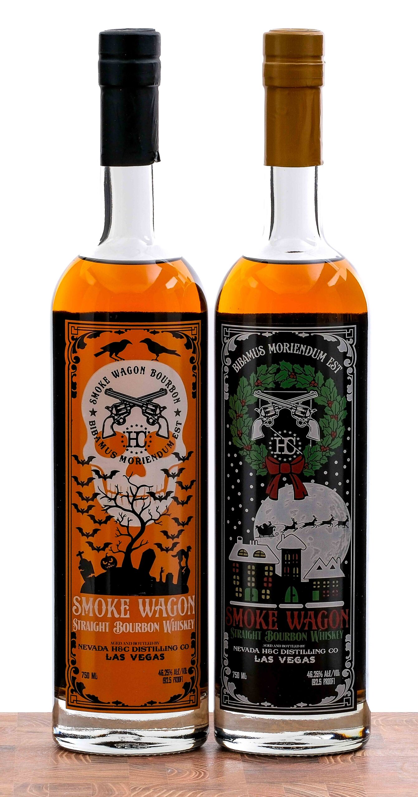 Smoke Wagon Straight Bourbon Holiday Themed Group (2 Bottles)
