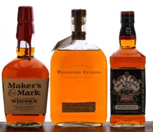 Woodford Reserve, Maker's Mark and Jack Daniel's Whiskey Group (3 Bottles)
