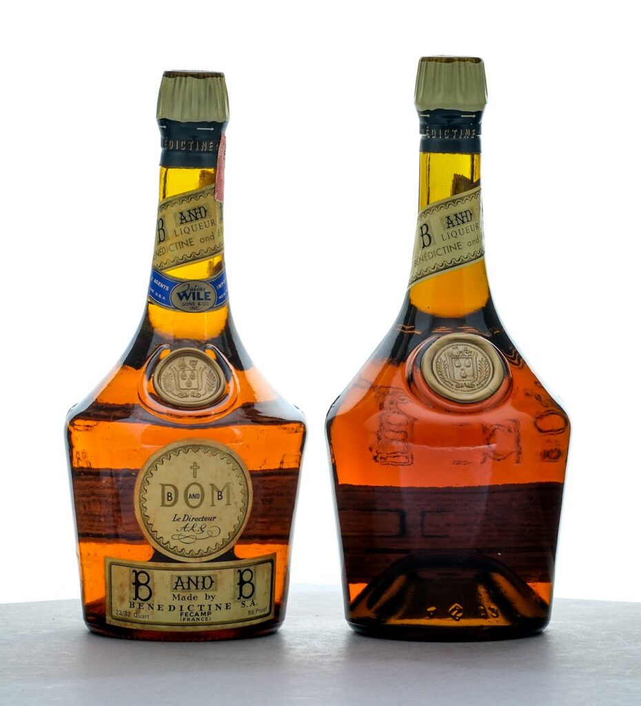 B and B Benedictine Liqueur Vintage Bottle Group (2 Bottles)