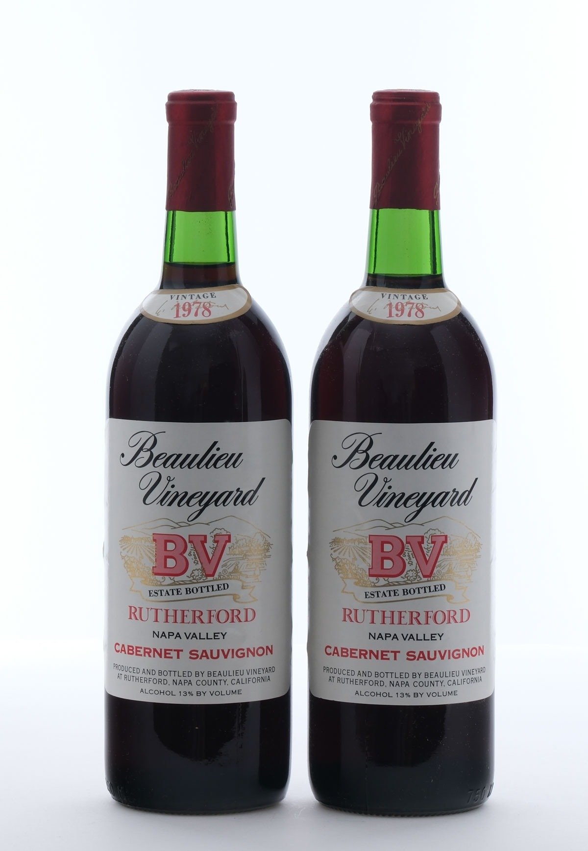 Beaulieu Vineyard Rutherford Napa Valley Cabernet Sauvignon 1978 Group (2 Bottles)
