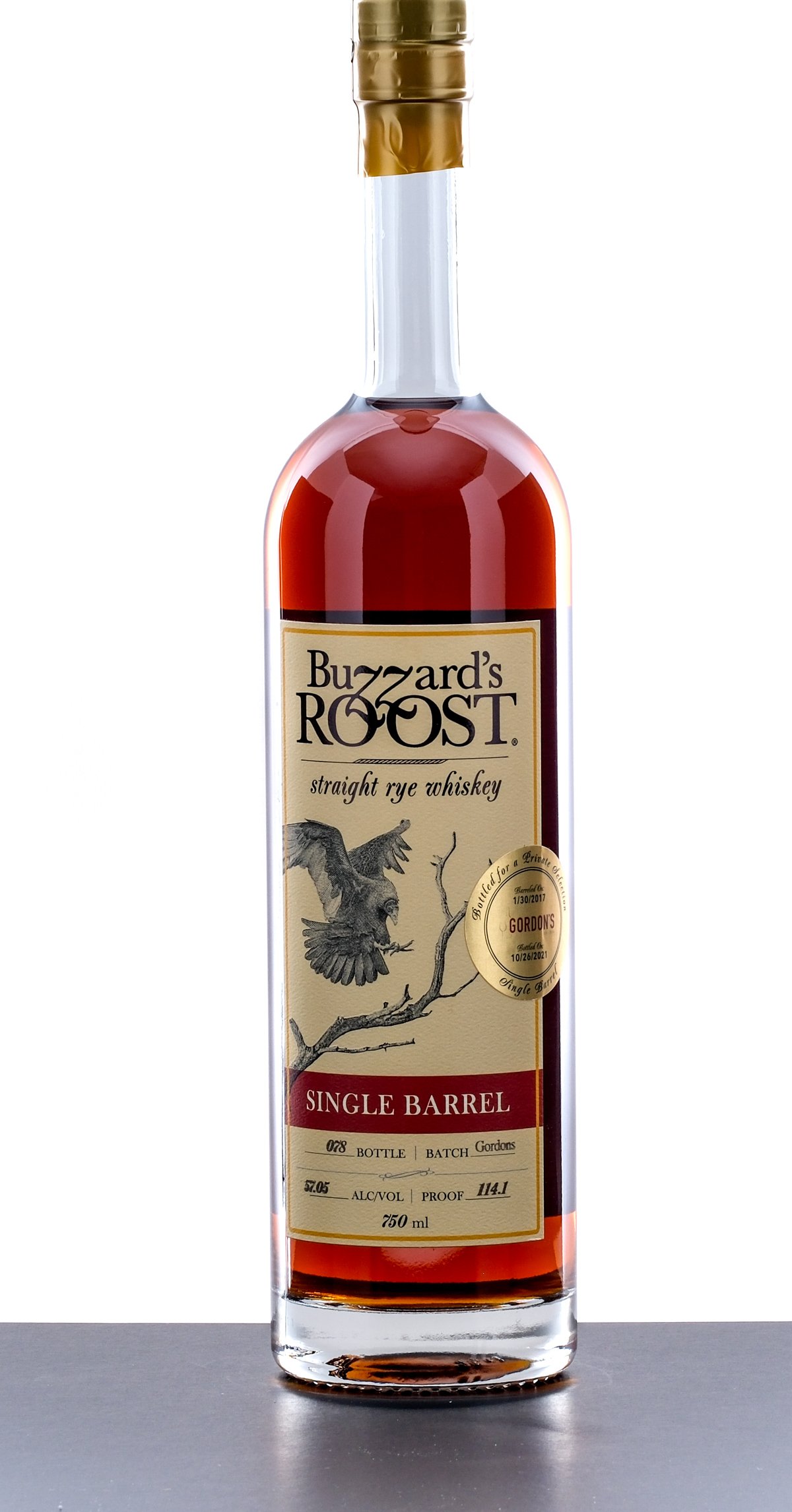 Buzzard's Roost Private Selection Single Barrel Straight Rye 2021