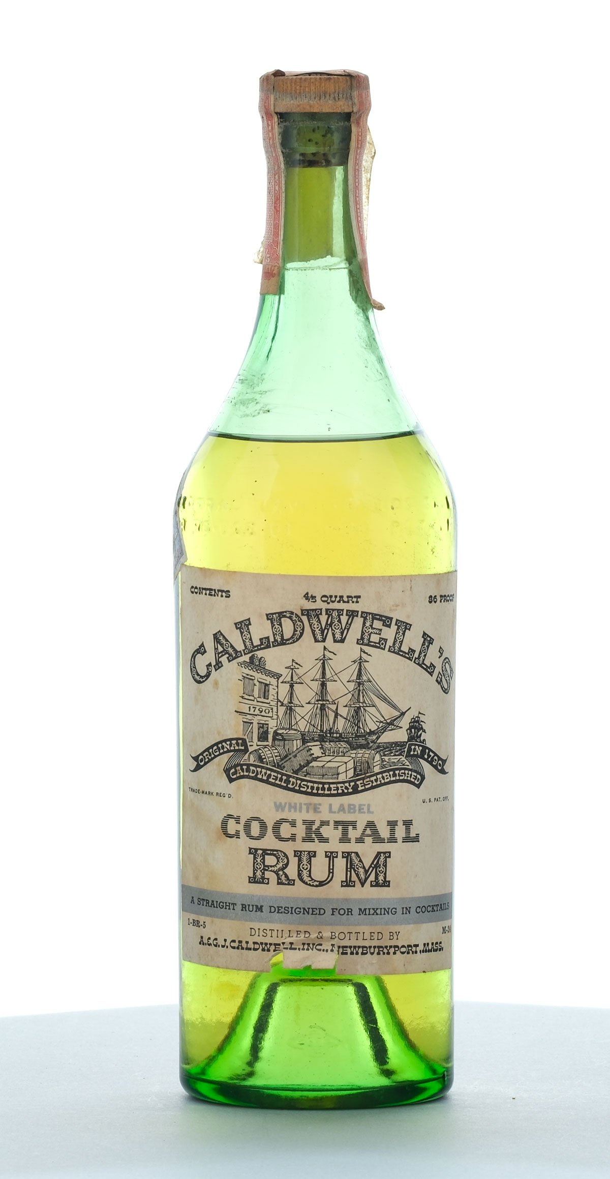 Caldwell's White Label Cocktail Rum Vintage Bottle