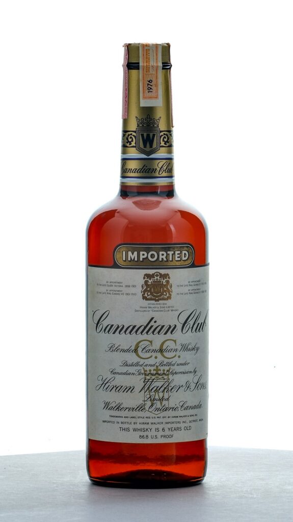 Canadian Club 6 Year Blended Canadian Whisky 1976 Vintage Bottle