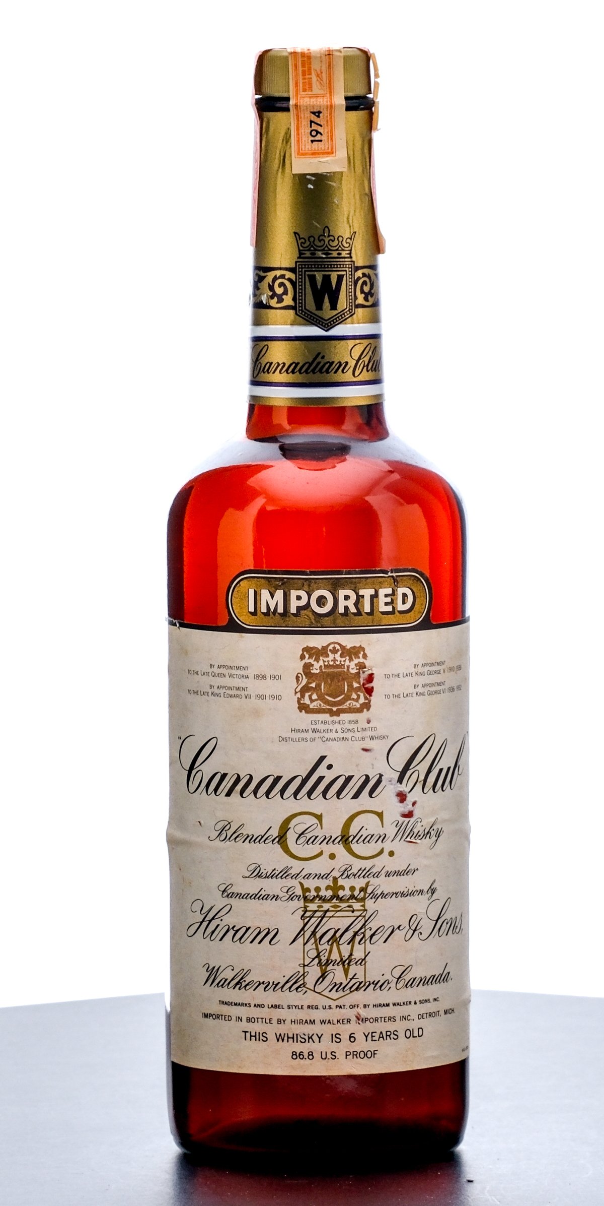 Canadian Club 6 Year Blended Whiskey 1974