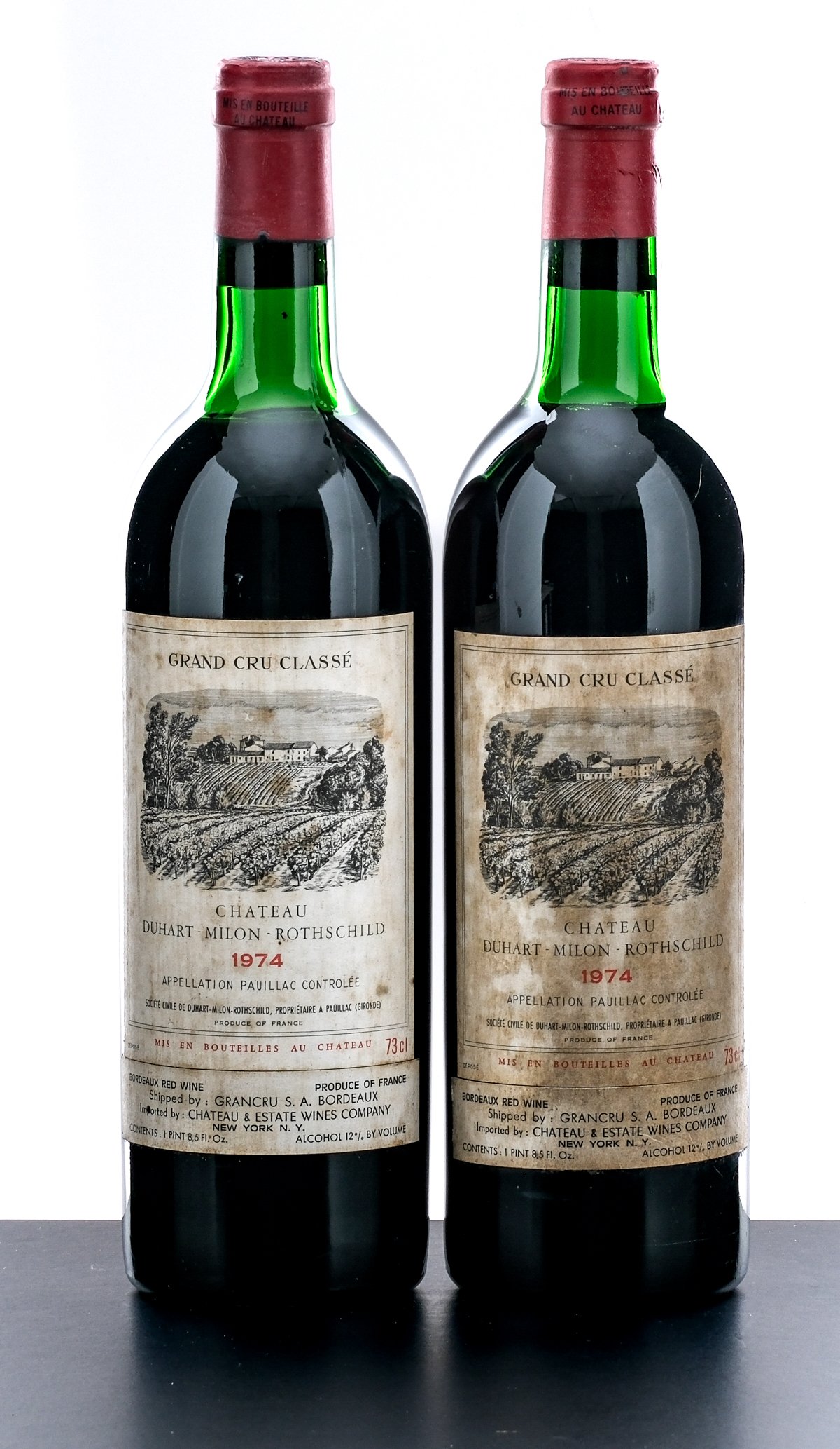 Chateau DuHart-Milon-Rothschild Grand Cru Classe Pauillac Bordeaux 1974 (2 Bottles)