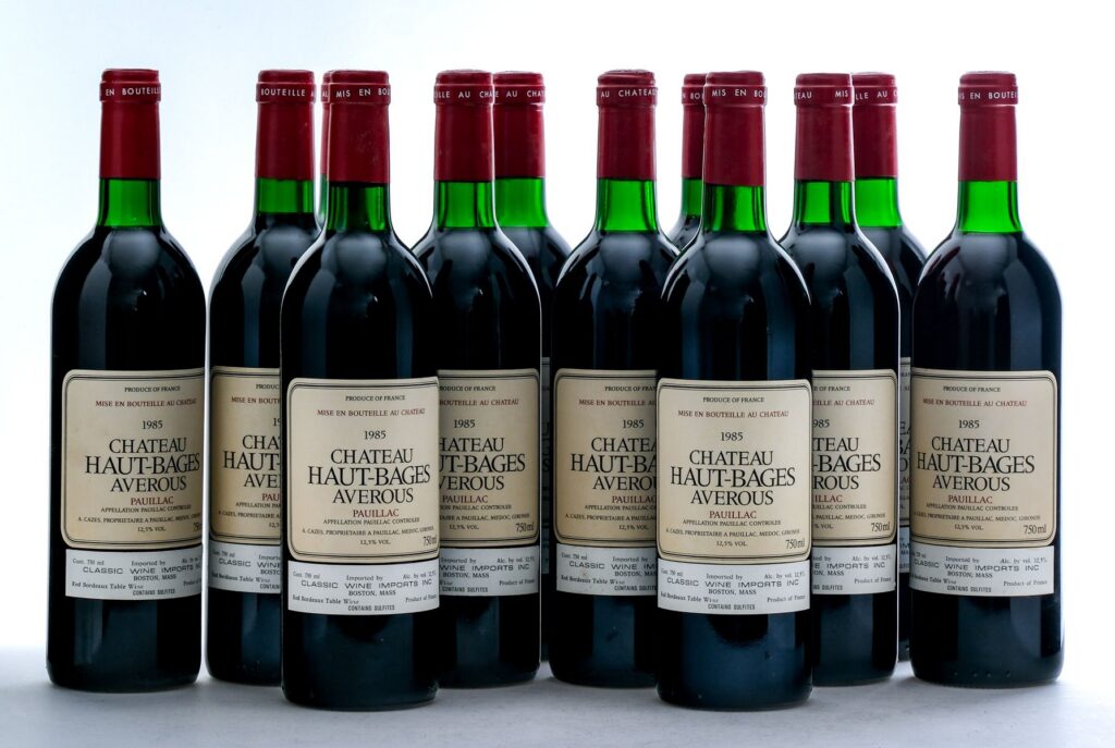 Chateau Haut-Bages Averous Pauillac Red Bordeaux Table Wine 1985 Case (12 Bottles)