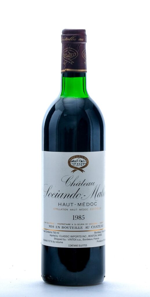 Chateau Sociando-Mallet Haut-Medoc Bordeaux Table Wine 1985