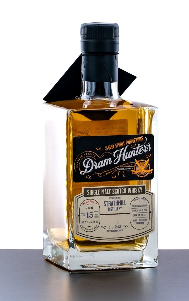 Dram Hunters Strathmill Distillery 15 Year Old Single Grain Scotch Whisky 2022