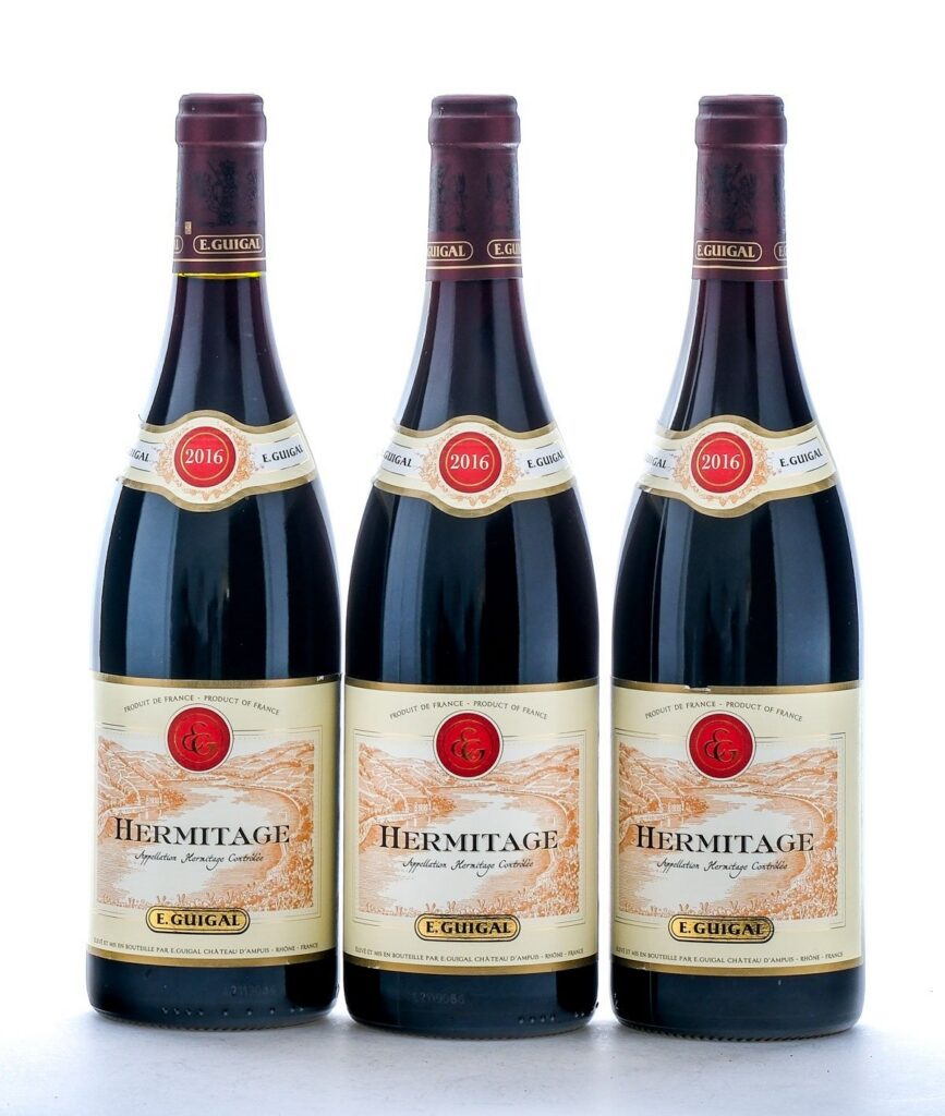 E. Guigal Hermitage Red Rhone Wine 2016 Group (3 Bottles)