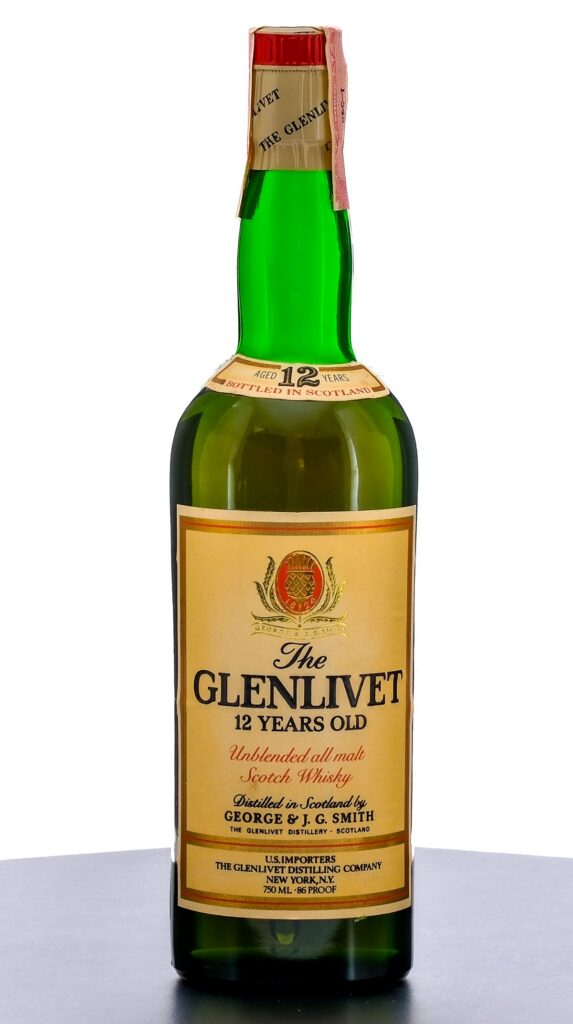 Glenlivet 12 Year Scotch Whisky Vintage Bottle