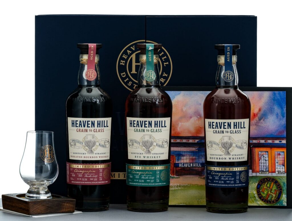 Heaven Hill Grain to Glass Limited Edition Chinquapin Specialty Barrel Whiskey Set (3 Bottles + Extras) 2025