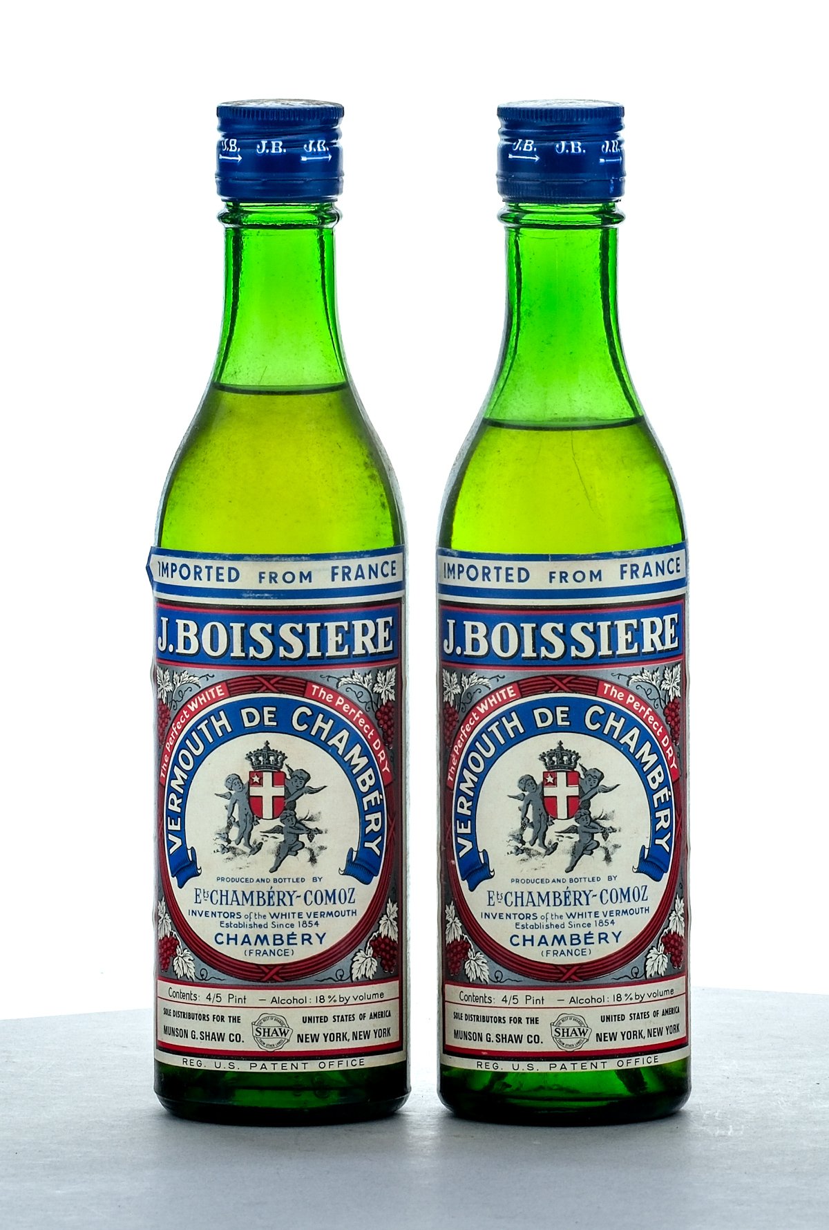 J. Boissier Vermouth de Chambery Vintage Bottle Group (2x 4/5 Pint Bottles)