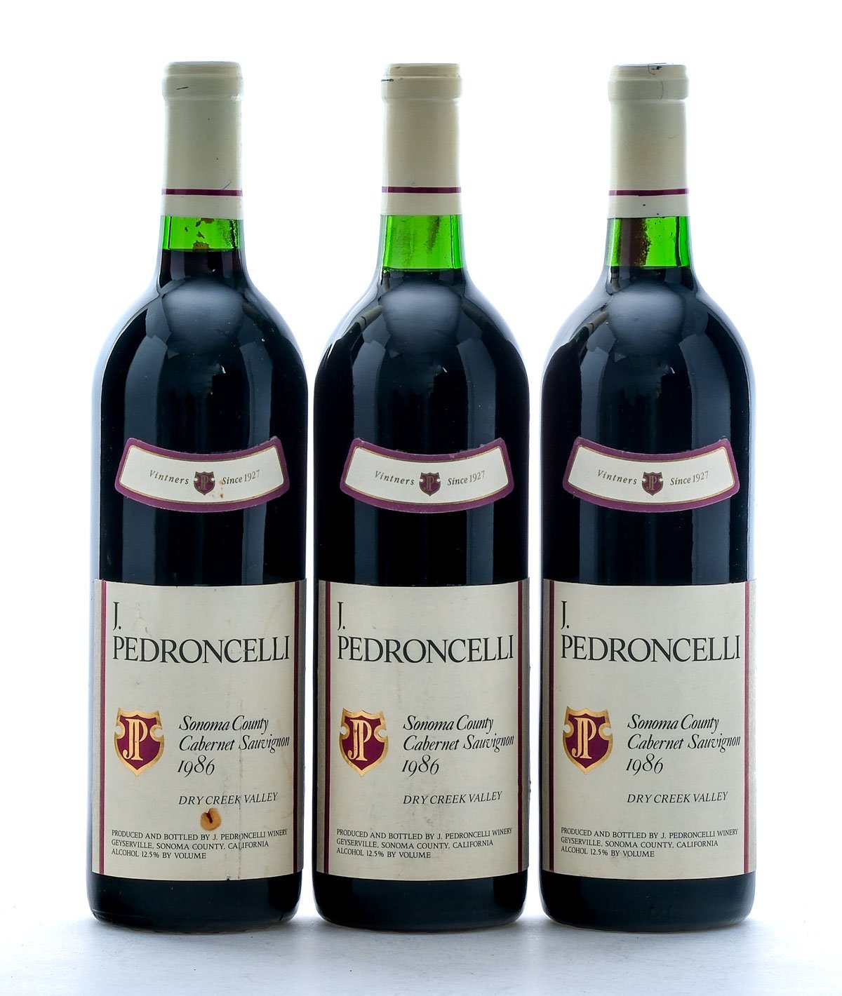 J. Pedroncelli Sonoma County Cabernet Sauvignon 1986 Group (3 Bottles)