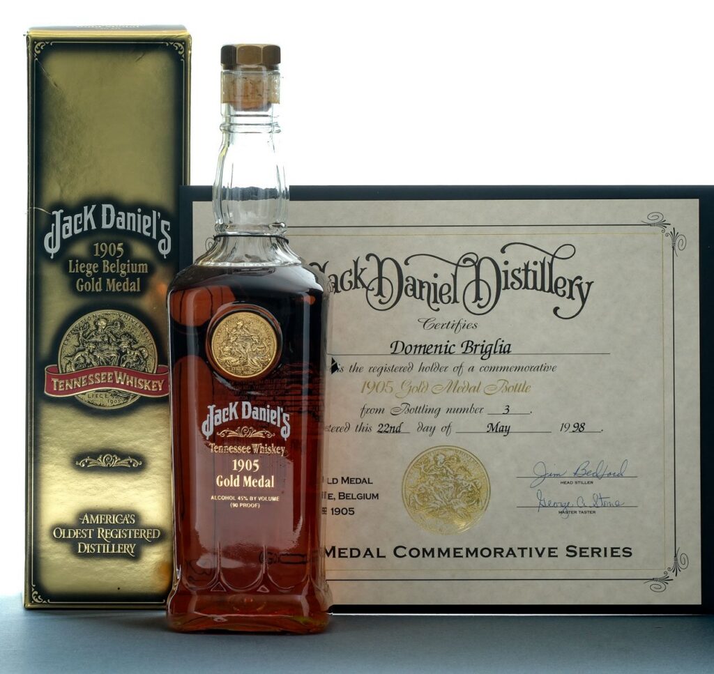 Jack Daniel's "1905 Liege, Belgium" Gold Medal Series Tennessee Whiskey Vintage Bottle