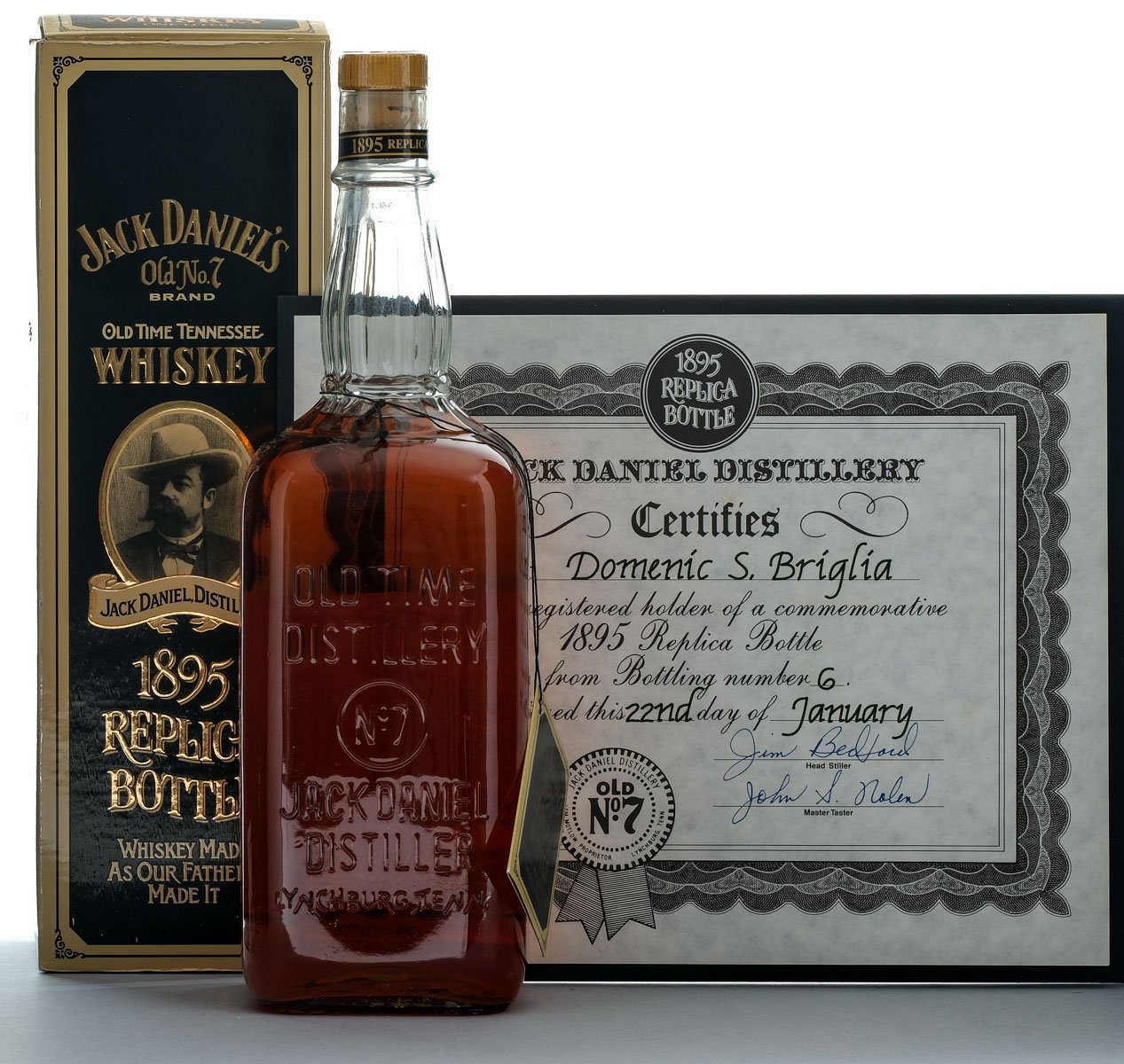 Jack Daniel's Old No. 7 Brand 1895 Replica Bottle Old Time Tennessee Whiskey Vintage Bottle