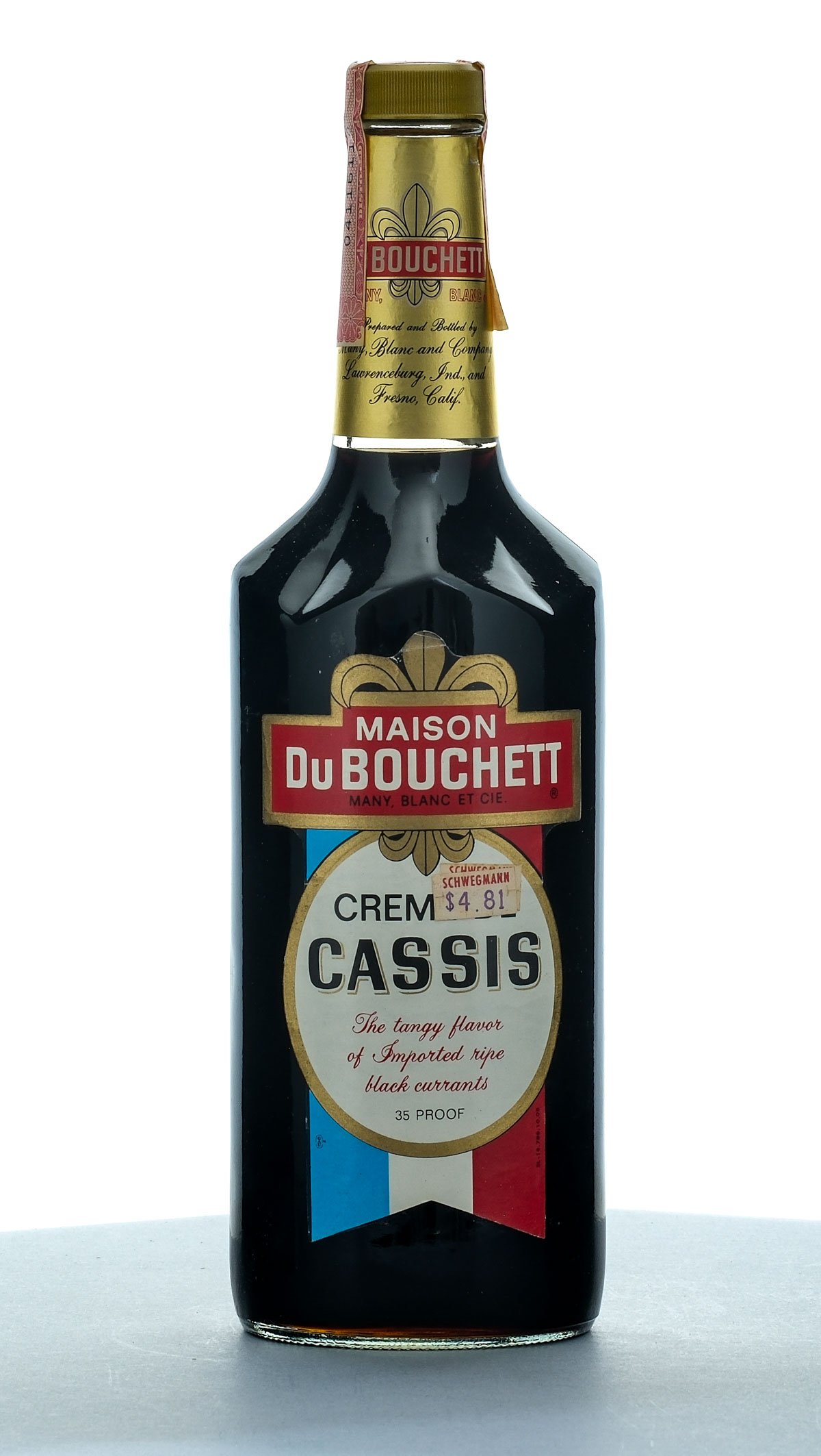 Maison du Bouchett Crème de Cassis Liqueur Vintage Bottle