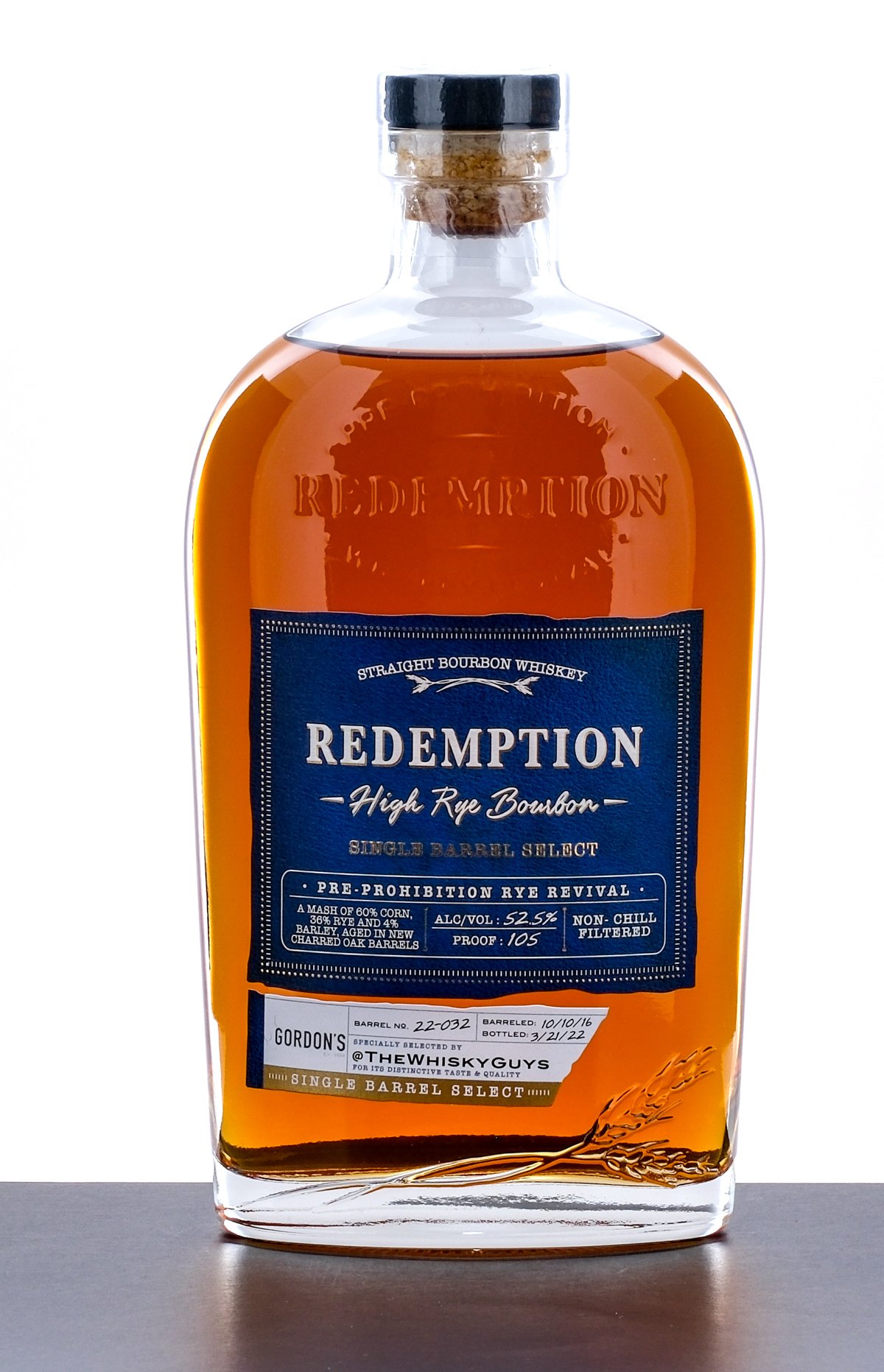 Redemption Single Barrel Select High Rye Straight Bourbon 2022