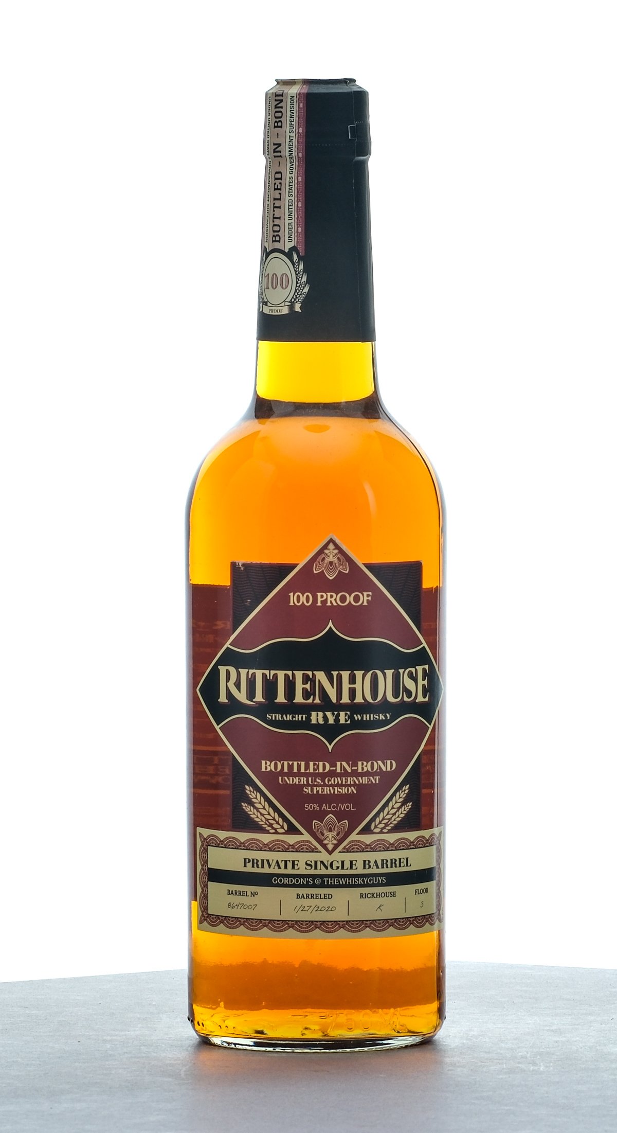 Rittenhouse Bottled-in-Bond Private Single Barrel Straight Rye