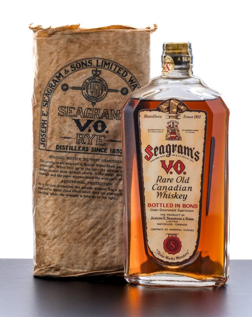Seagrams Pre-Prohibition Dusty 13 Years Old V. O. Rare old Canadian Whiskey Bottled In Bond