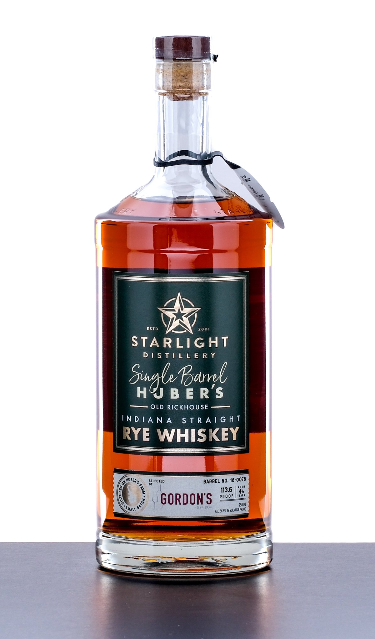 Starlight Huber's Single Barrel Small Batch Straight Rye 4.5 Year