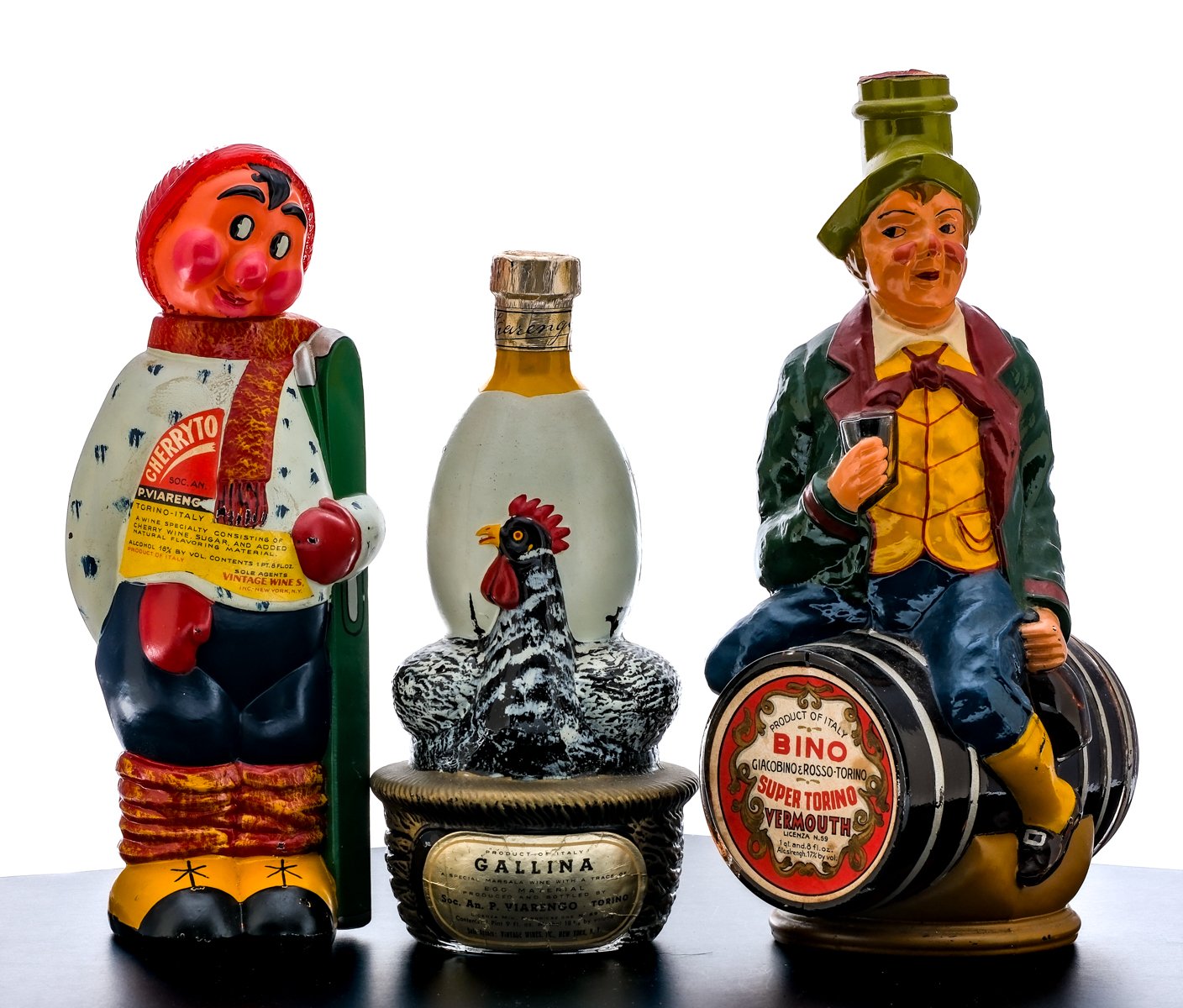 Three Vintage Decanters Group: Vermouth, Cherry Wine and Marsala Wine
