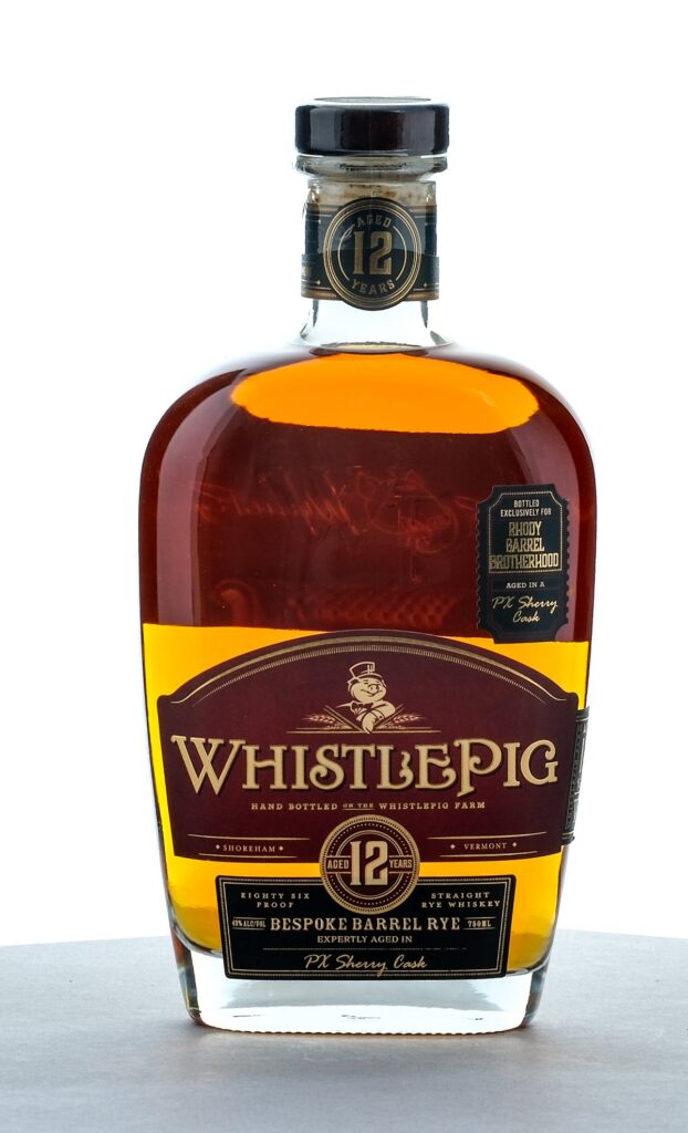 WhistlePig 12 Year Rhody Barrel Brotherhood Bespoke Barrel PX Sherry Cask Aged Rye