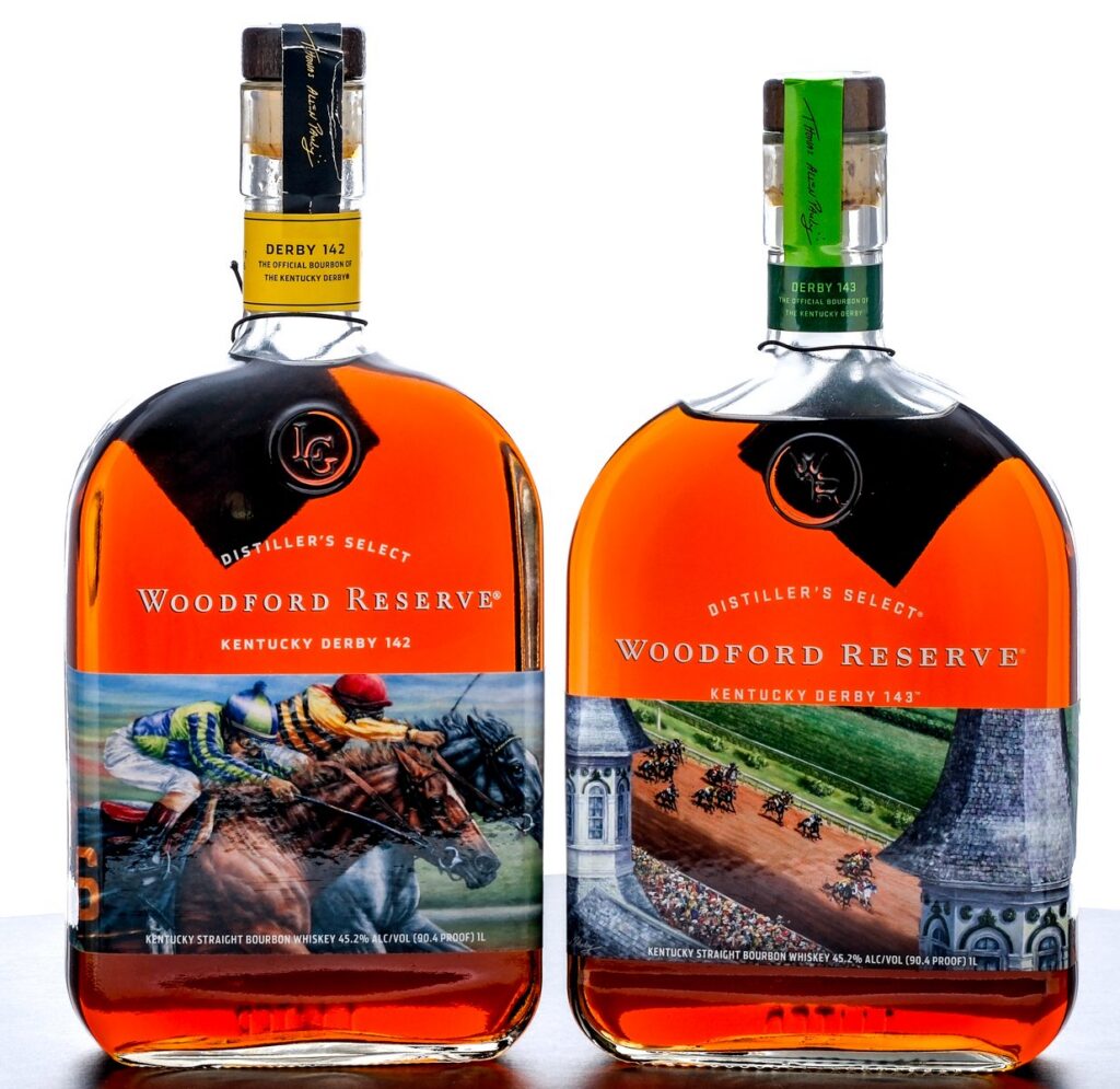 Woodford Reserve Distiller's Select Straight Bourbon,  Kentucky Derby Two Bottle Group (Derby 142 and 143)