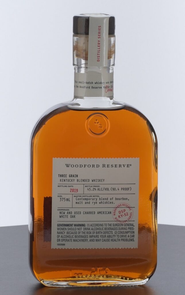Woodford Reserve Three Grain Kentucky Blended Whiskey 375ml 2019