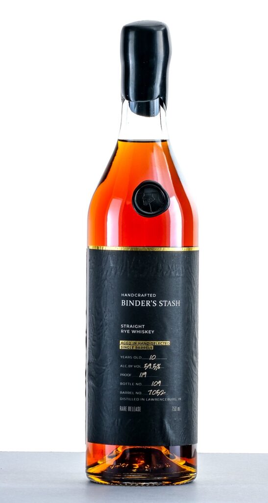Binder's Stash 10 Year Old Straight Rye Whiskey Barrel 7052 Bottle 109