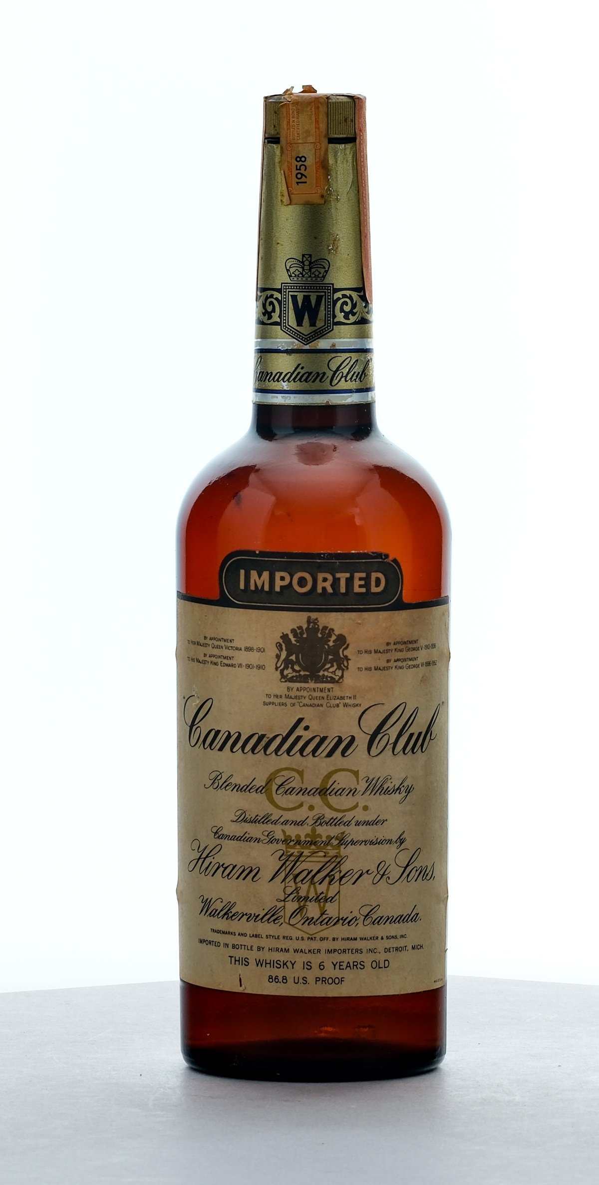 Canadian Club 6 Year Old Blended Canadian Whisky 1958