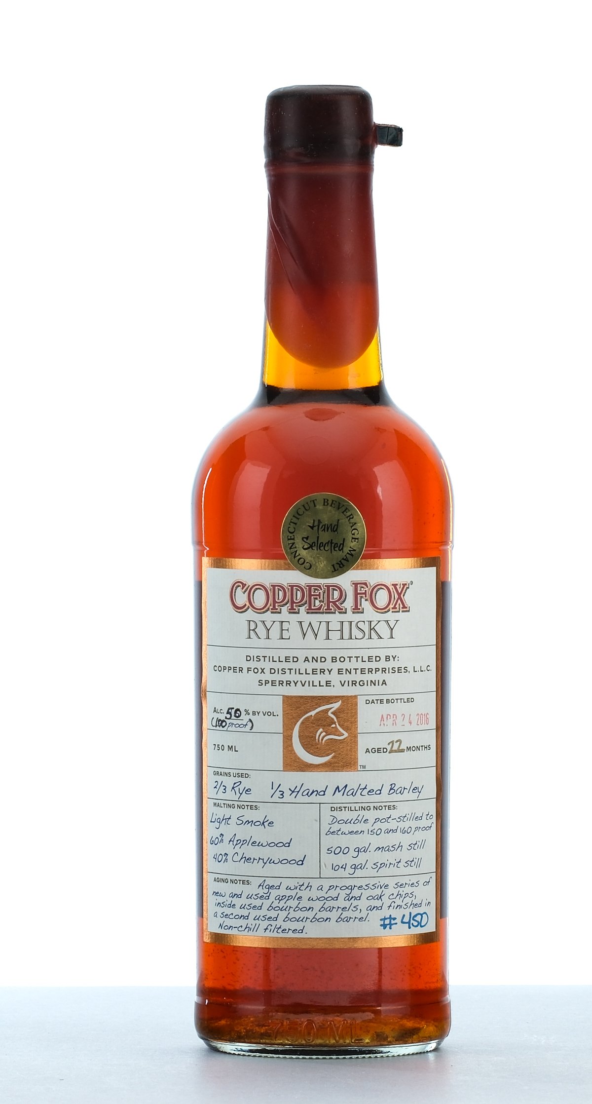 Copper Fox Rye Whisky Aged 22 Months