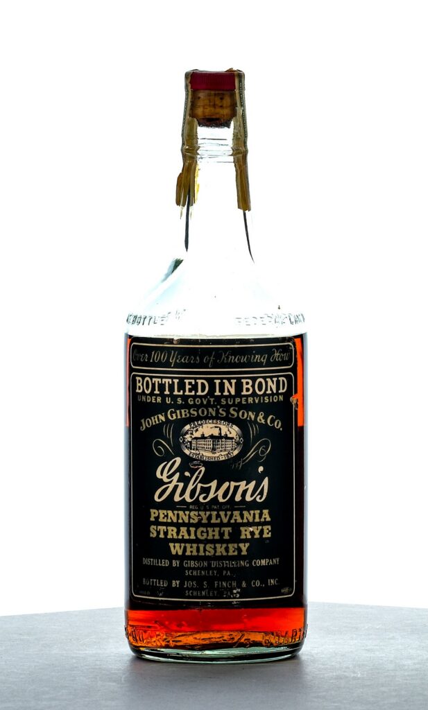 Gibson's Bottled-In-Bond Pennsylvania Straight Rye Whiskey (40-44 embossed on bottom of Bottle)